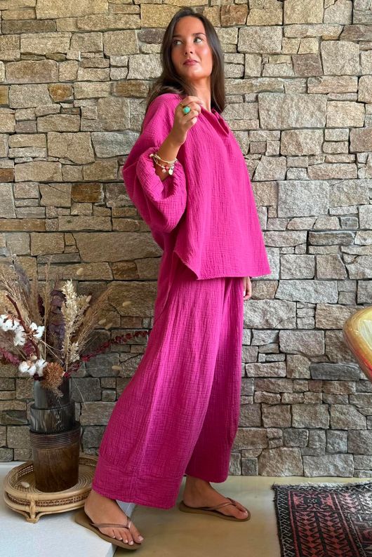 Santos Cushion Cotton Heathcliff Blouse Raspberry?